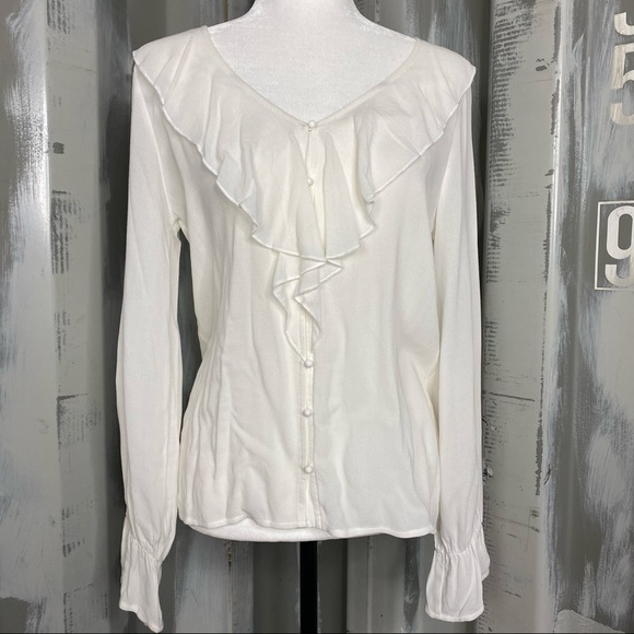 🆕 NWT Black Swan Long Sleeve Frilly White Ruffle Romantic Poet Blouse S/SMALL - Picture 4 of 11